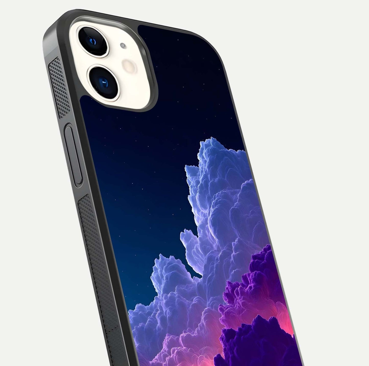 Dreamy Cloud Skies Glass Case for iphone-12 close-up highlighting soft gradient tones and reflection glow