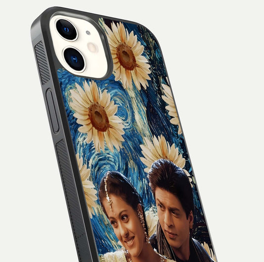 Eternal Love Story Glass Case for iphone-12 close-up highlighting couple detail and light reflection