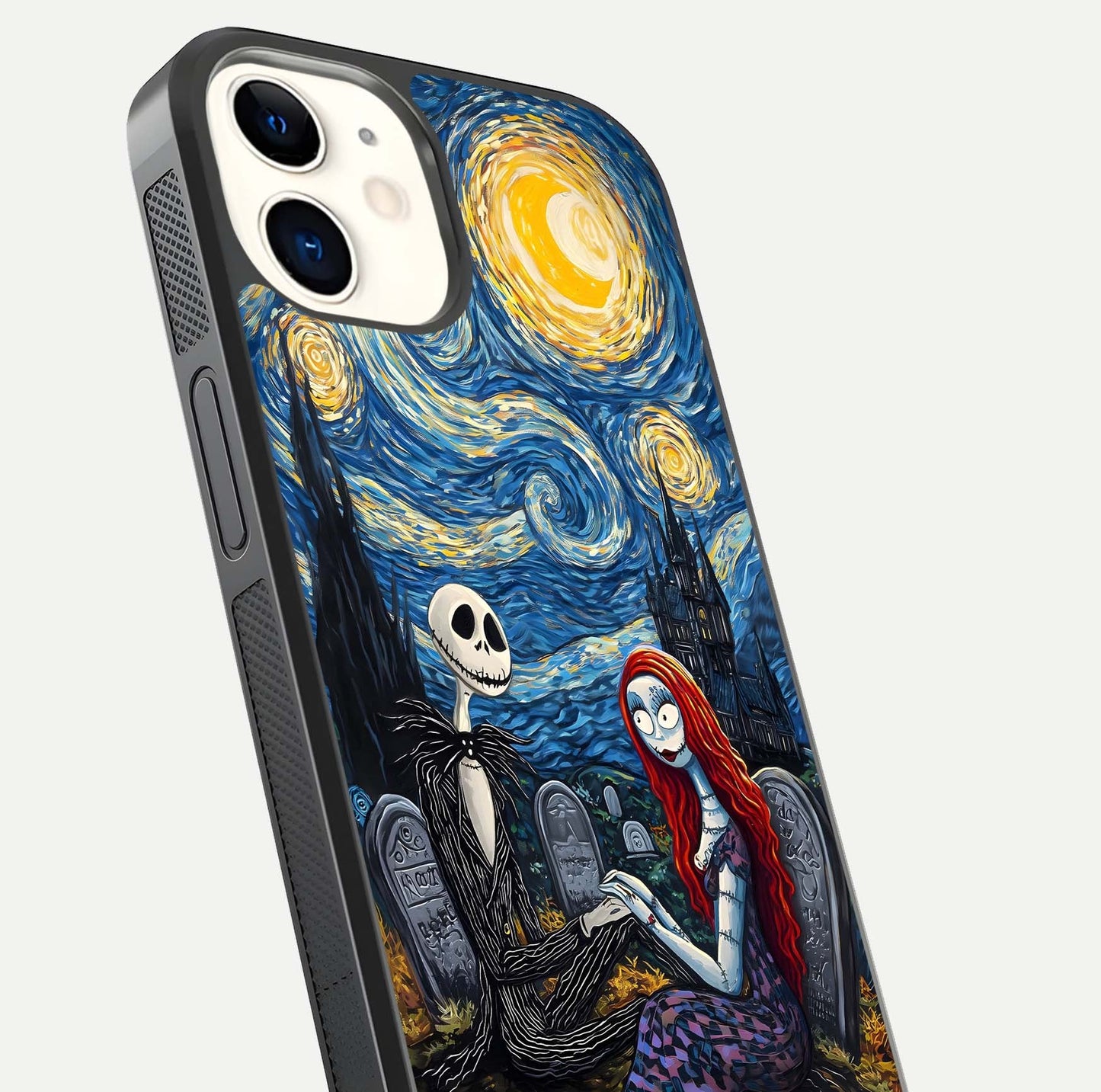 Eternal Night Love Glass Case for iphone-12 close-up highlighting stars and reflection glow