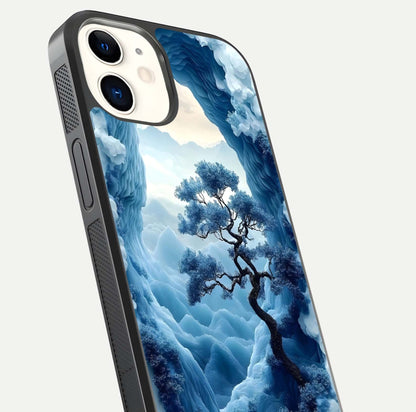 Frozen Serenity Gate Glass Case for iphone-12 close-up highlighting frosted texture and reflection tone