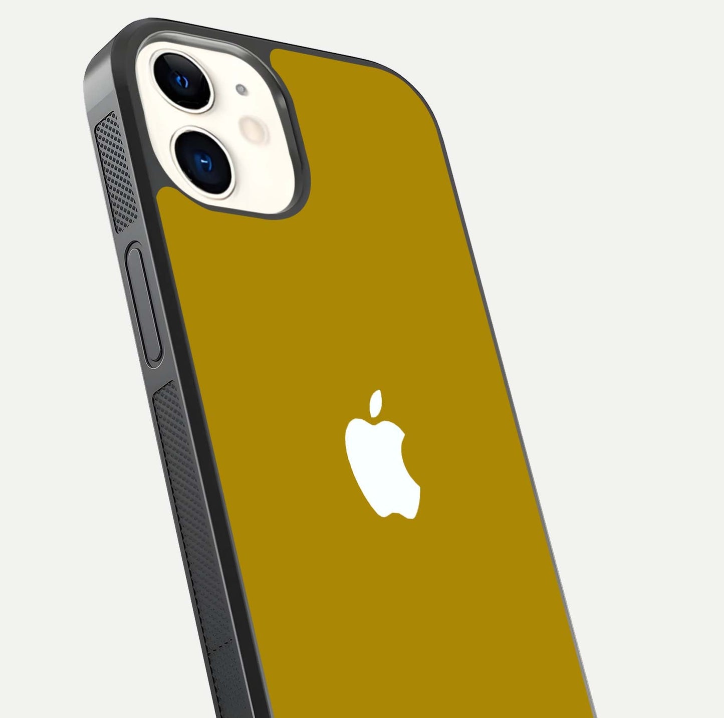 Golden Luxe Aura Glass Case for iphone-12 close-up angled shot showing metallic shine and light reflection