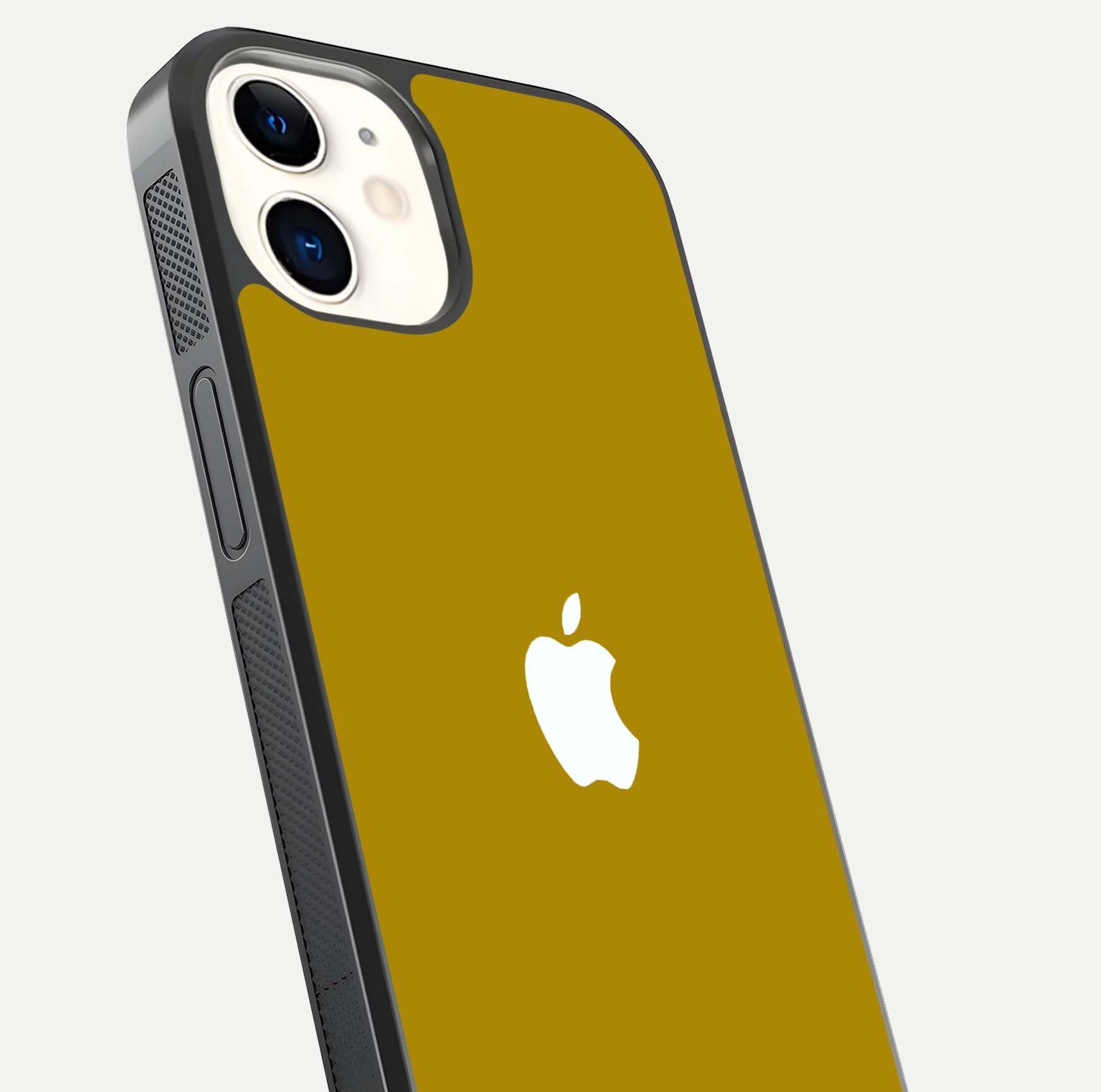 Golden Luxe Aura Glass Case for iphone-12 close-up angled shot showing metallic shine and light reflection