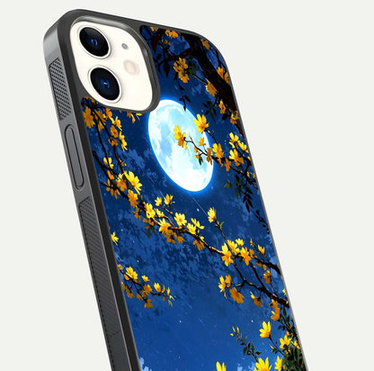 Golden Night Glow Glass Case for iphone-12 close-up angled shot showing shimmer texture and light reflection