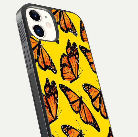 Golden Wing Flight Glass Case for iphone-12 close-up angled shot showing metallic wing texture and shine detail
