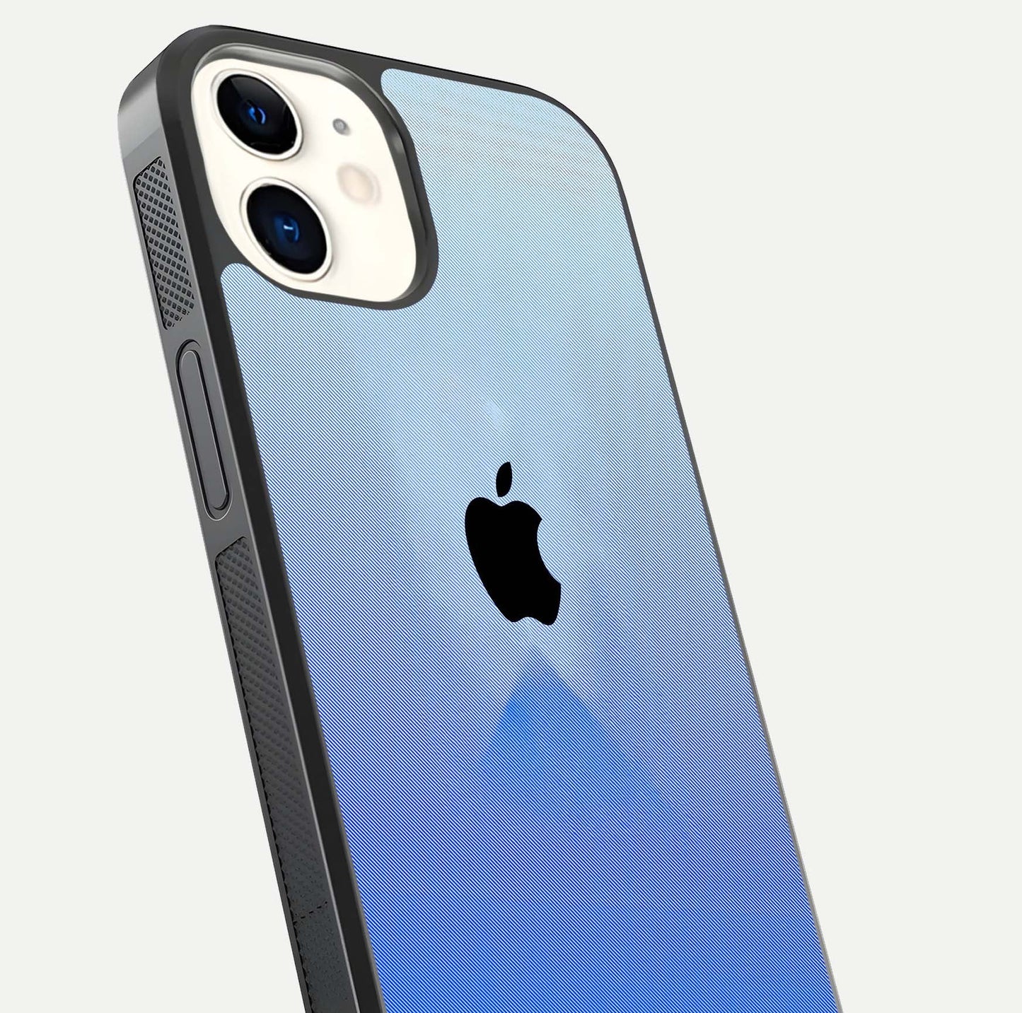 Gradient Apple Vibe Glass Case for iPhone 12 Mini close-up angled shot showing color transition and reflection brightness