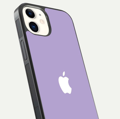 Lavender Soft Minimal Glass Case for iPhone 12 Mini close-up angled shot showing clean color texture and shine