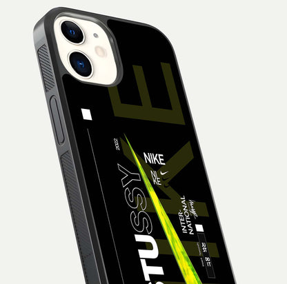 Neon Street Edition Glass Case for iphone-12 close-up angled shot showing urban neon lights and shine