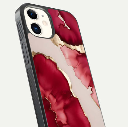 Pink & White Marble Glass Case For iPhone 12