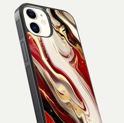Red & White Marble Glass Case For iPhone 8