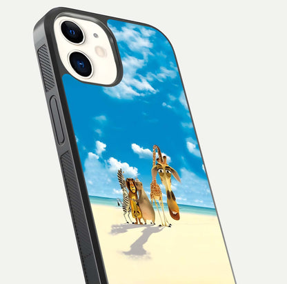 Tropical Fun Squad Glass Case for iphone-12 close-up angled shot highlighting vibrant tones and texture