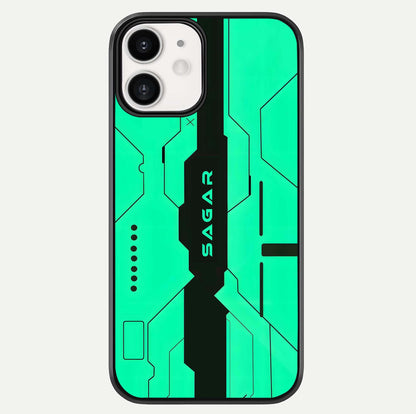 Aqua Tech CYBERPUNK Custom Name Glass Case For iPhone 16 Pro by Custom World
