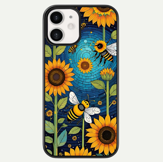 Bees & Sunflowers Glass Case For iPhone 16 Pro by Custom World
