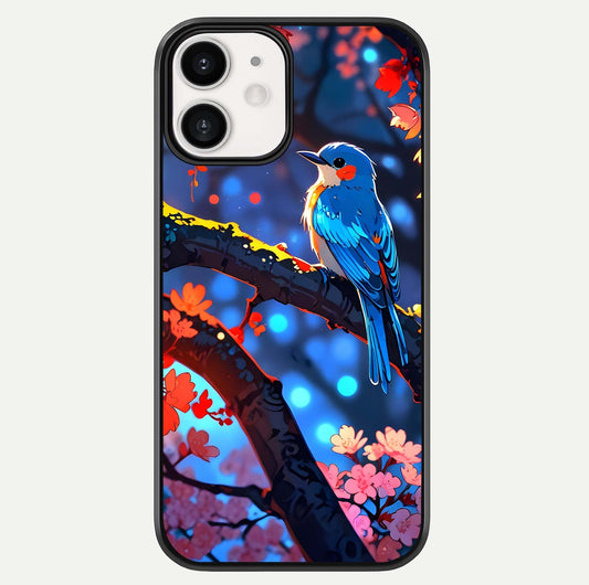 Blooming Spendor Bird Glass Case For iphone-12 by Custom World