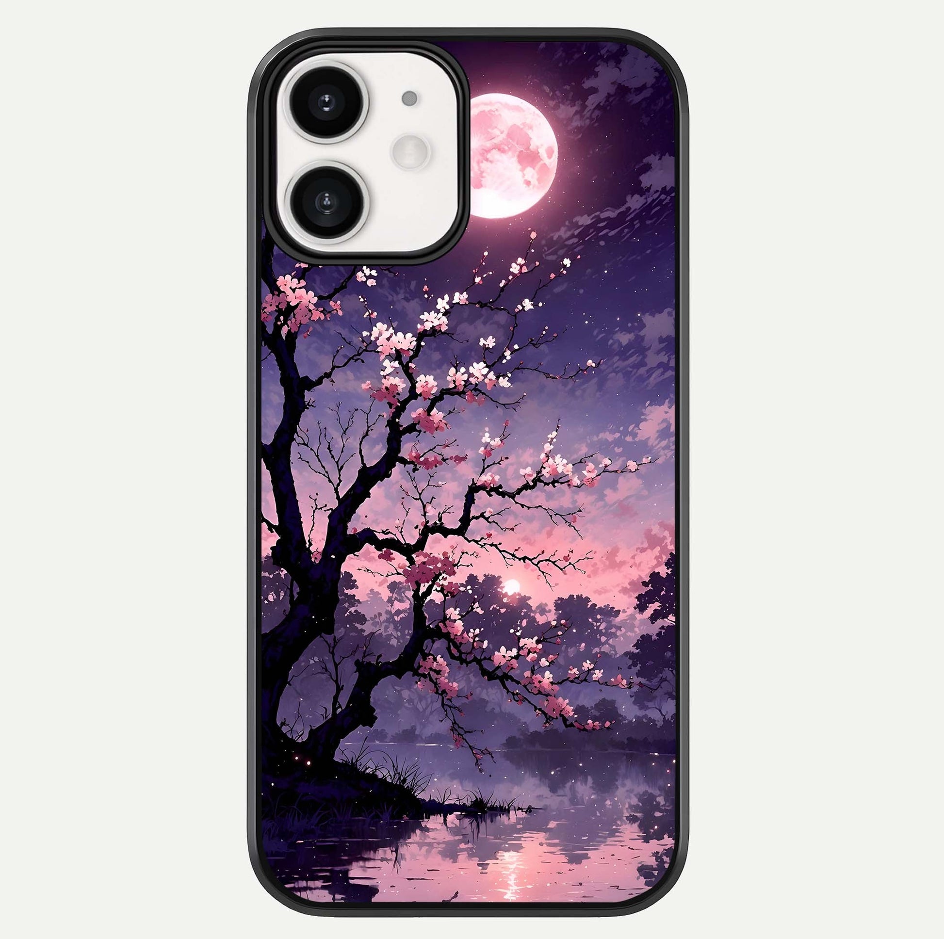 Blossom Pink Moon Glass Case For iphone-12 by Custom World