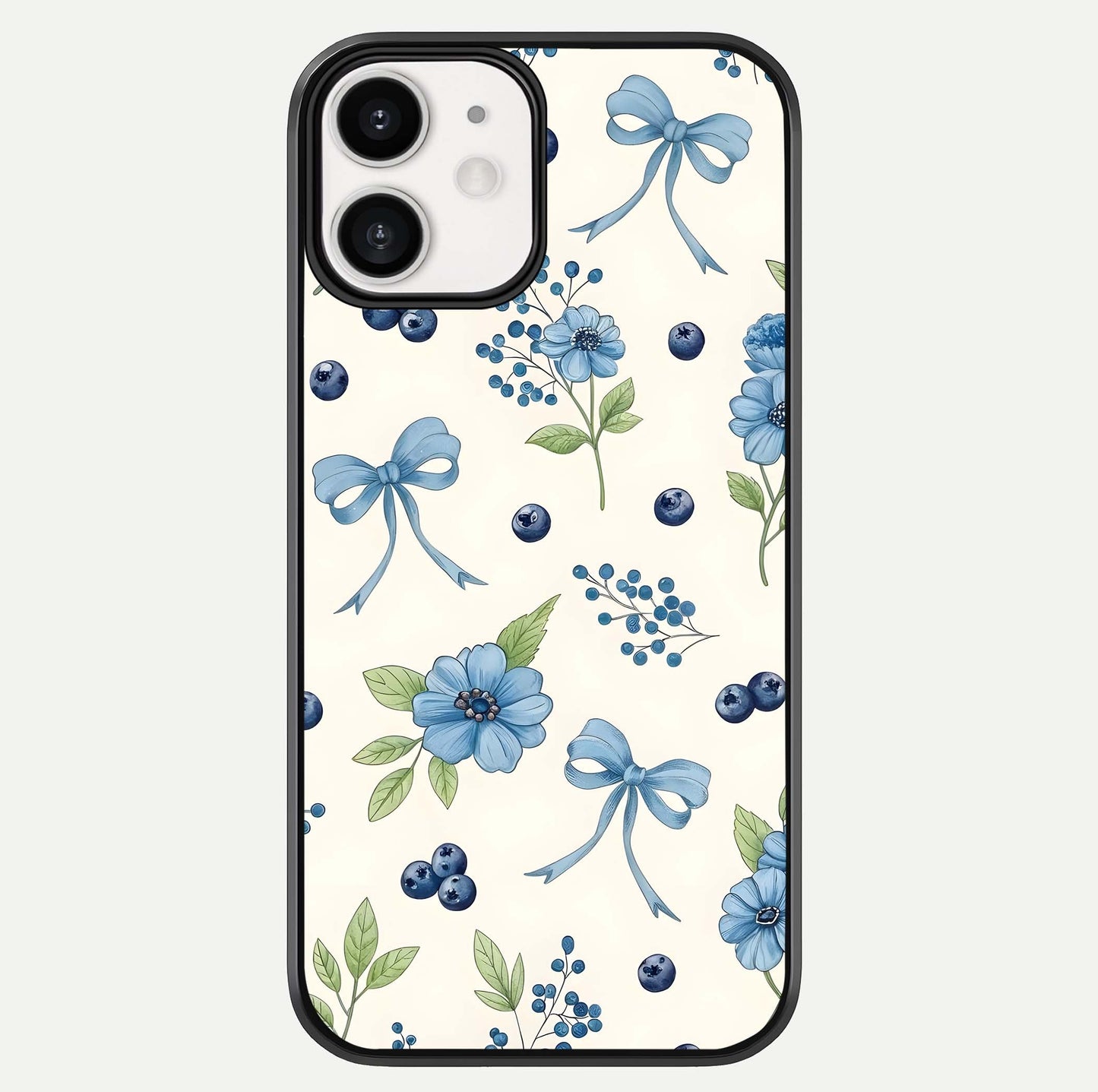 Blue Flower & Bow Glass Case For iphone-12 by Custom World