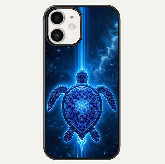 Blue Galaxy Turtle Glass Case For iphone-12 by Custom World