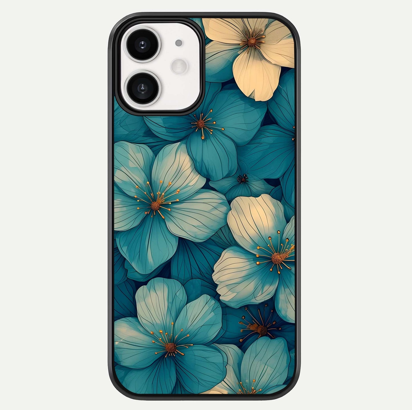 Blue Shade Floral Glass Case For iphone-12 by Custom World