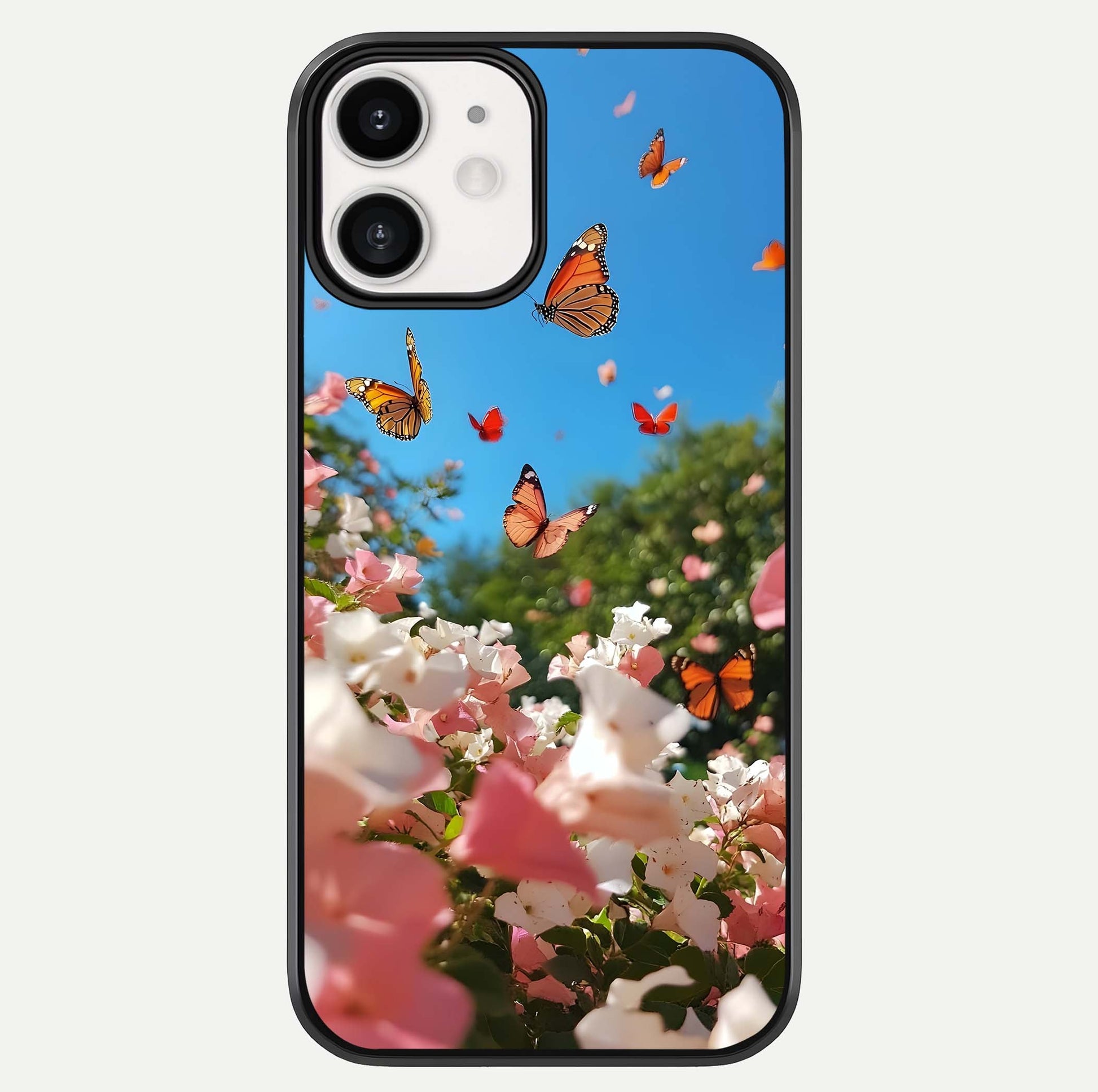 Butterflies In Bloom Sky Glass Case For iphone-12 by Custom World