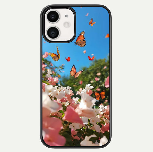 Butterflies In Bloom Sky Glass Case For iphone-12 by Custom World