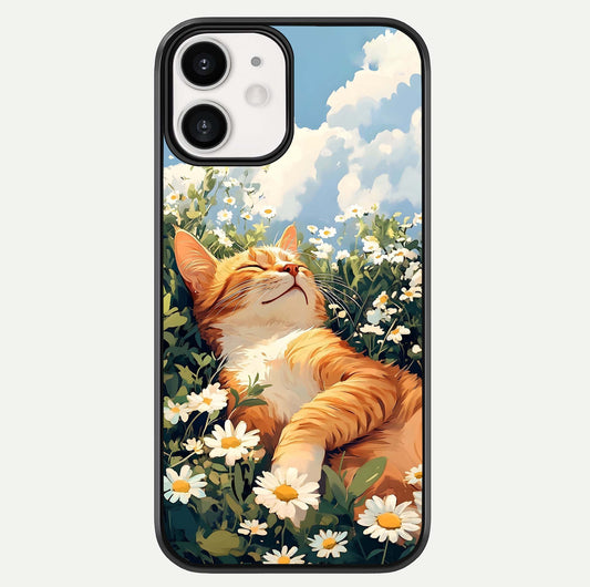 Cat & Flowers View Glass Case For iphone-12 by Custom World