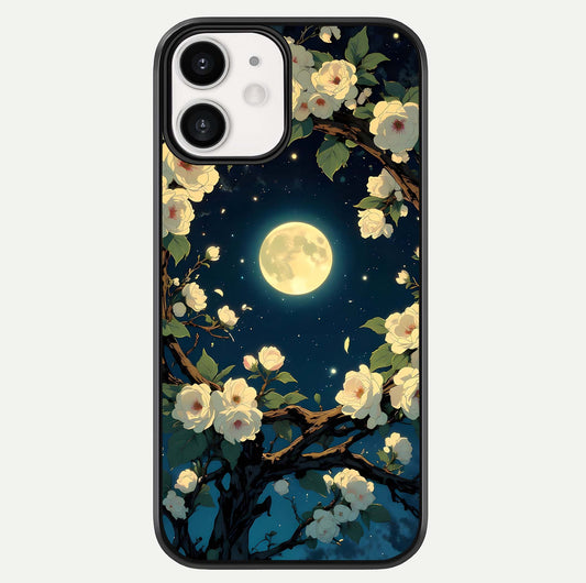 Celestial Moon & Flower Glass Case For iphone-12 by Custom World