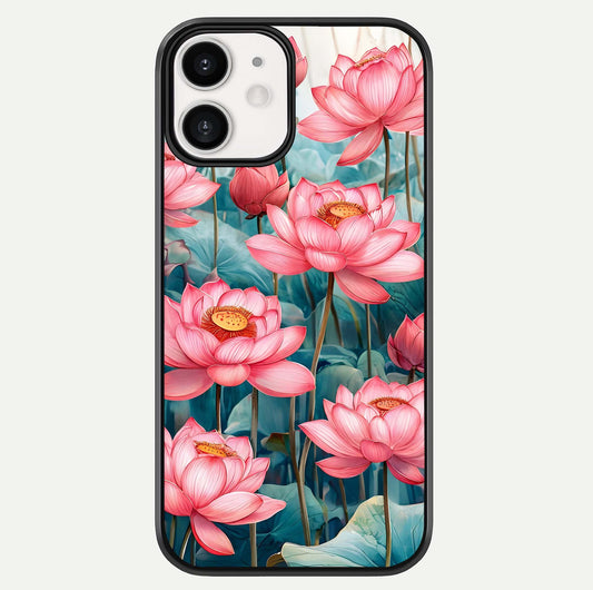 Celestial Pink Lotus Glass Case For iphone-12 by Custom World