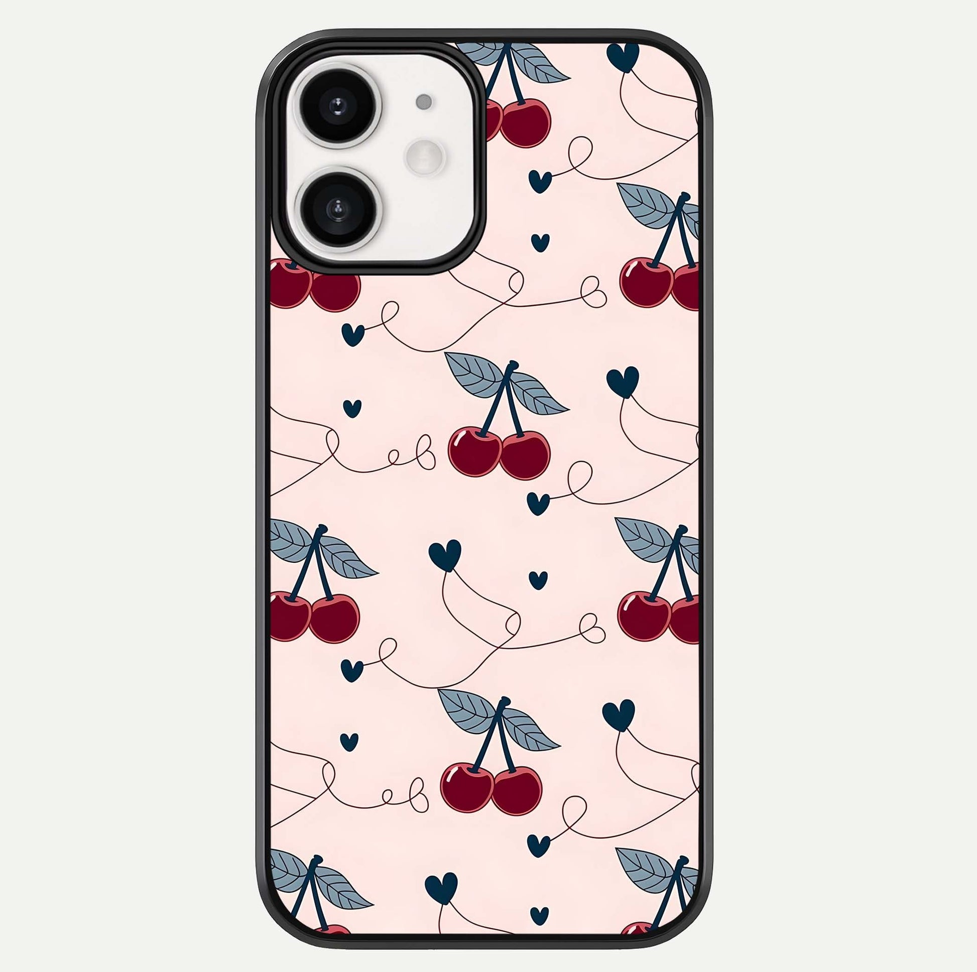 Cherry Heart Line Glass Case For iPhone 12 Mini by Custom World