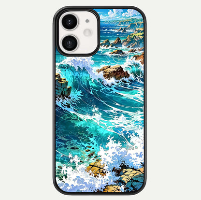 Coastal Blue Waves Glass Case For iphone-12 by Custom World