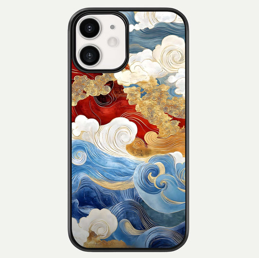 Colored Waves Glass Case For iphone-12 by Custom World