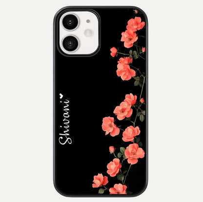Crimson Bloom Grace Custom Name Glass Case For iphone-12 by Custom World