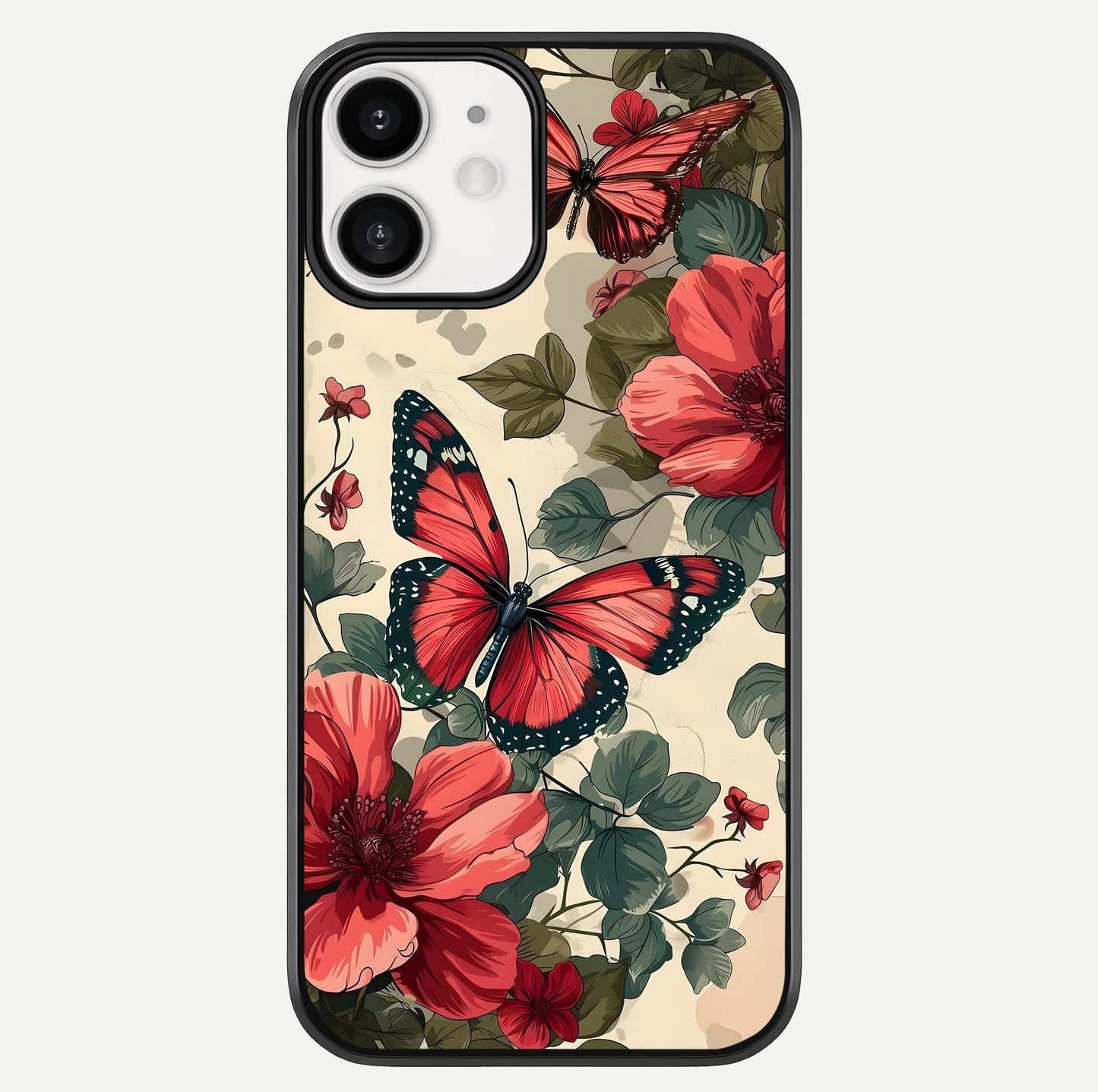 Crimson Butterfly Garden Glass Case For iphone-12 by Custom World