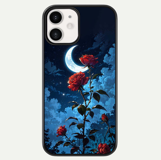 Crimson Rose Moon Glass Case For iphone-12 by Custom World
