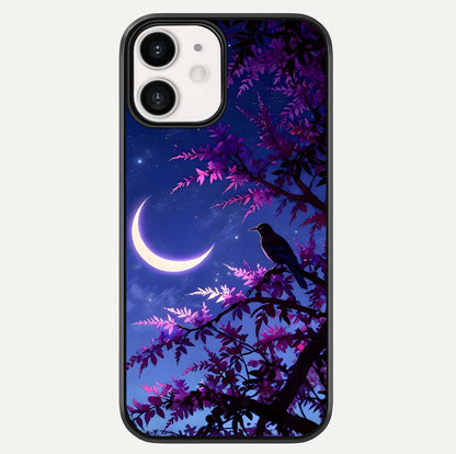 Crow & Moon Scenery Glass Case For iphone-12 by Custom World