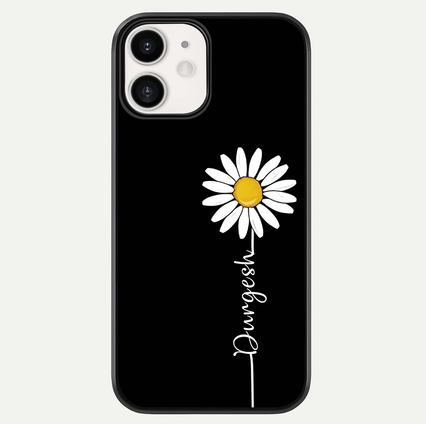 Custom Name White Flower Glass Case For iphone-12 by Custom World