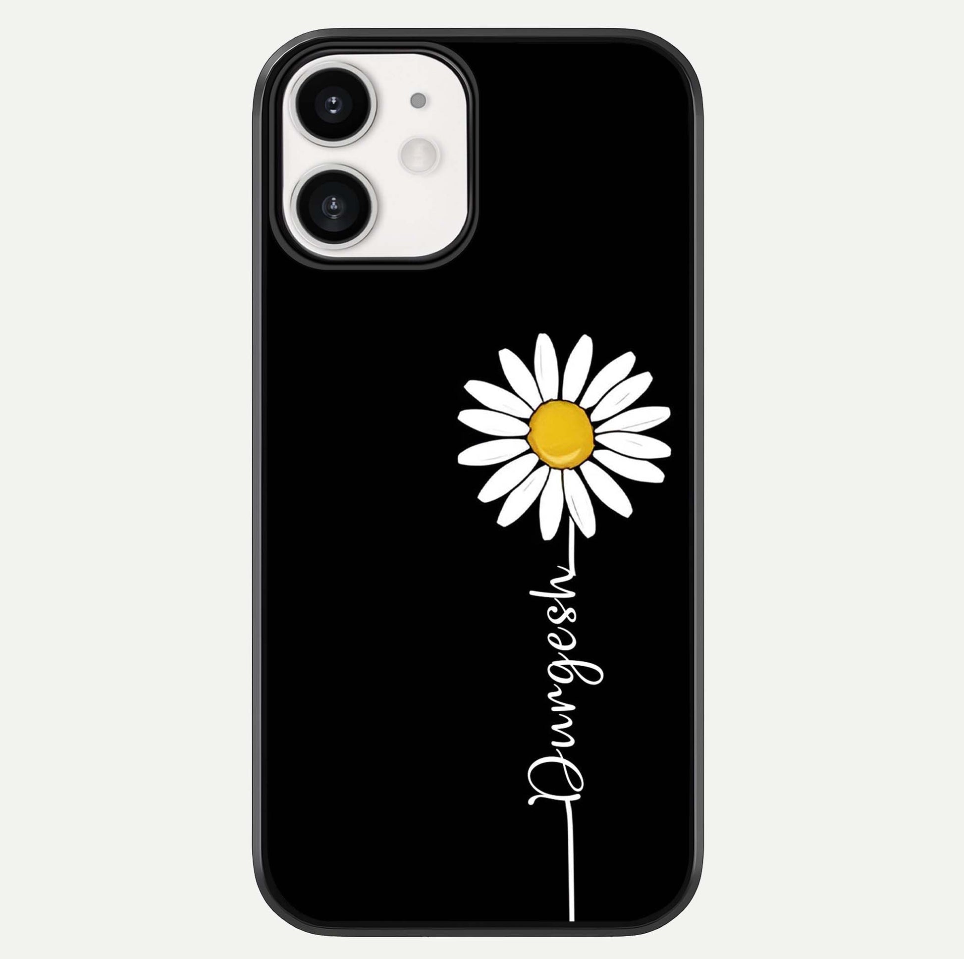 Custom Name White Flower Glass Case For iphone-12 by Custom World