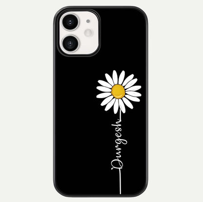 Custom Name White Flower Glass Case For iphone-12 by Custom World