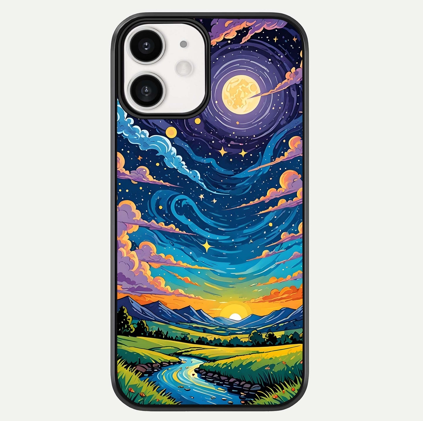 Dreamy Night Landscape Glass Case For iphone-12 by Custom World