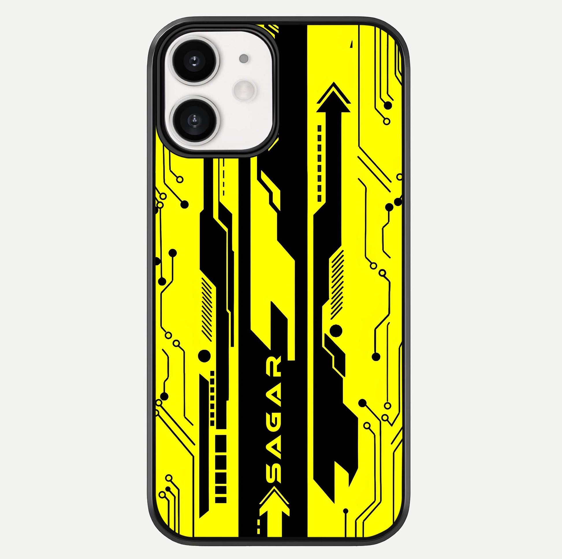 Electric Pulse CYBERPUNK Custom Name Glass Case For iphone-12 by Custom World