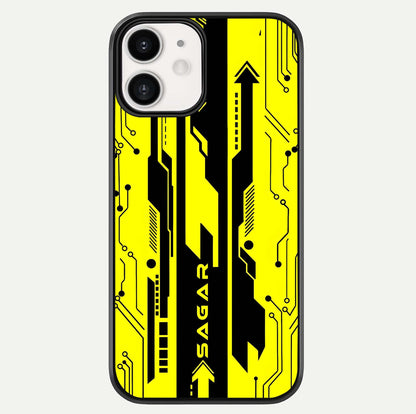 Electric Pulse CYBERPUNK Custom Name Glass Case For iphone-12 by Custom World
