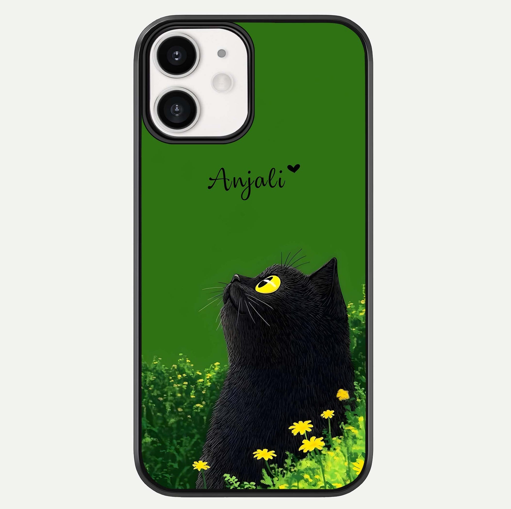 Emerald Cat Custom Name Glass Case For iphone-12 by Custom World