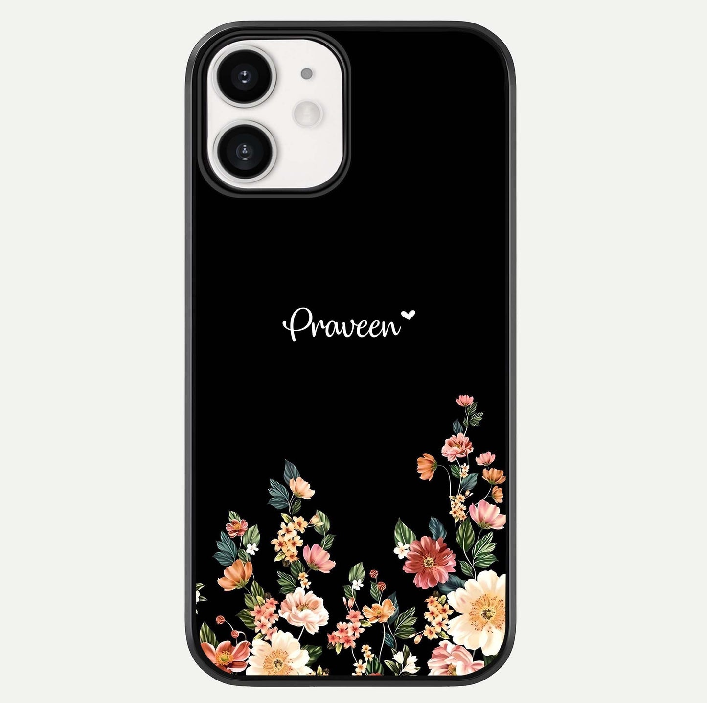 Floral Design Personalized Custom Name Glass Case For iphone-12 by Custom World