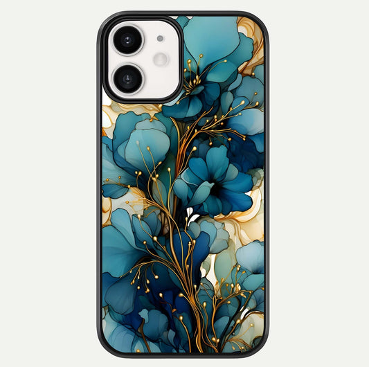 Golden Bloom Symphony Glass Case For iphone-12 by Custom World