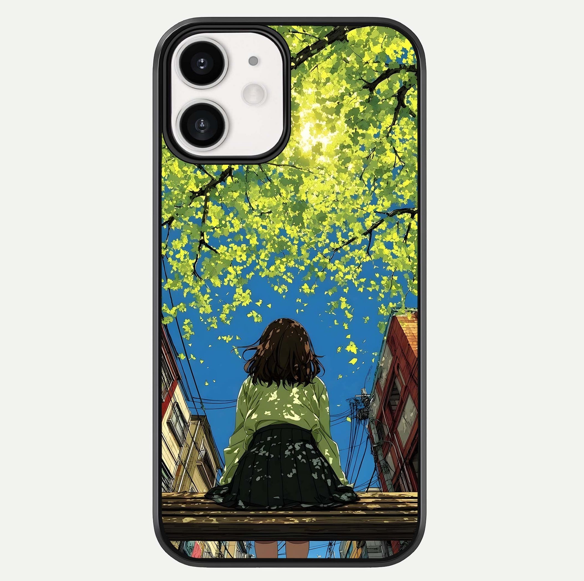 Golden Leaves Glow Glass Case For iphone-12 by Custom World