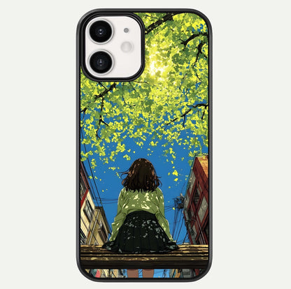Golden Leaves Glow Glass Case For iphone-12 by Custom World