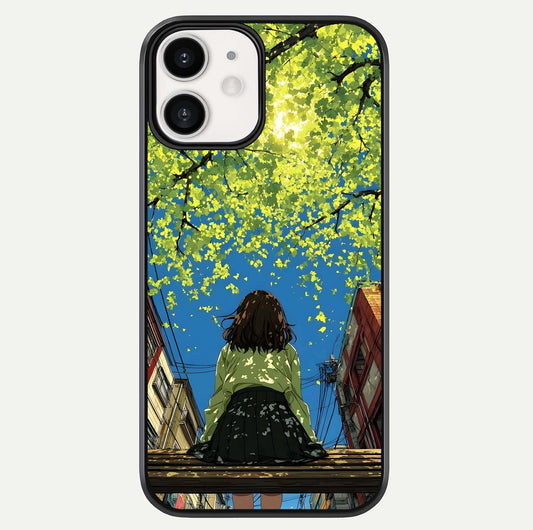 Golden Leaves Glow Glass Case For iphone-12 by Custom World