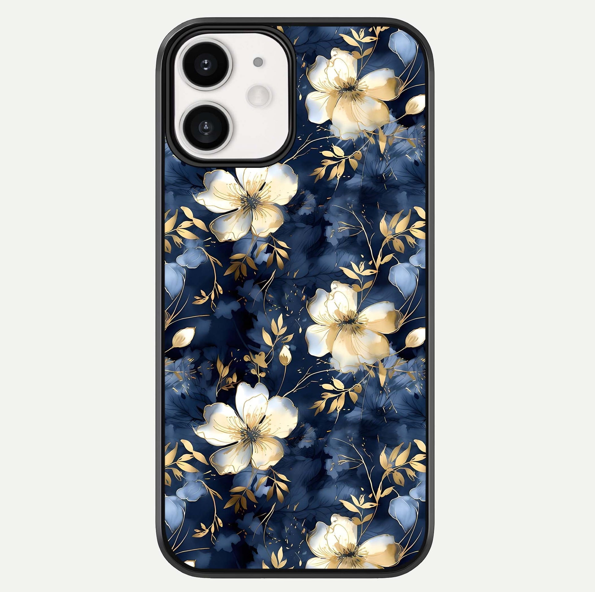 Golden Midnight Bloom Glass Case For iphone-12 by Custom World