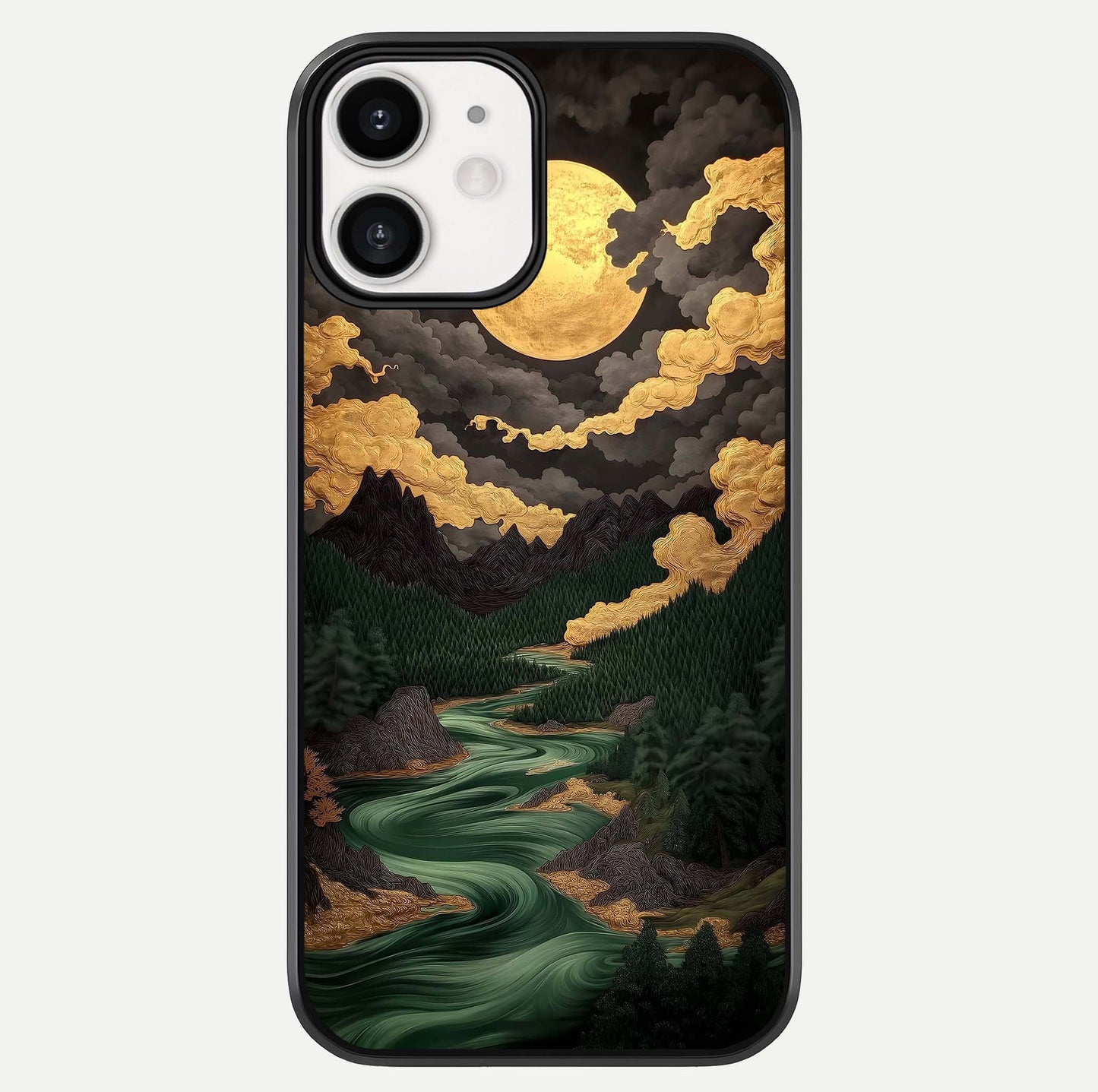 Golden River Moon Glass Case For iphone-12 by Custom World