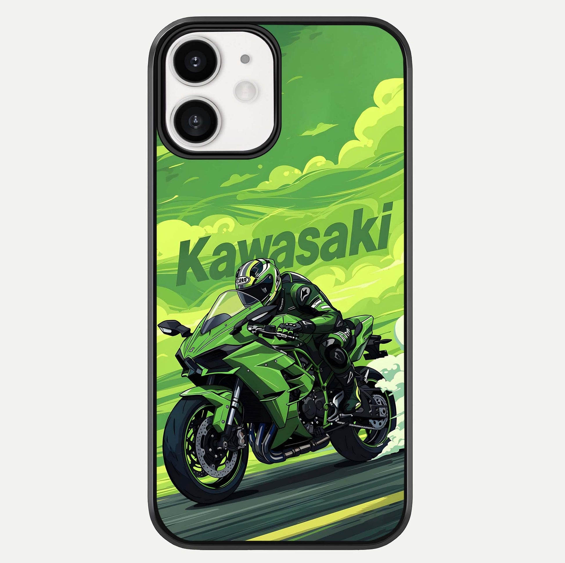 Green Kawasaki Glass Case For iphone-12 by Custom World