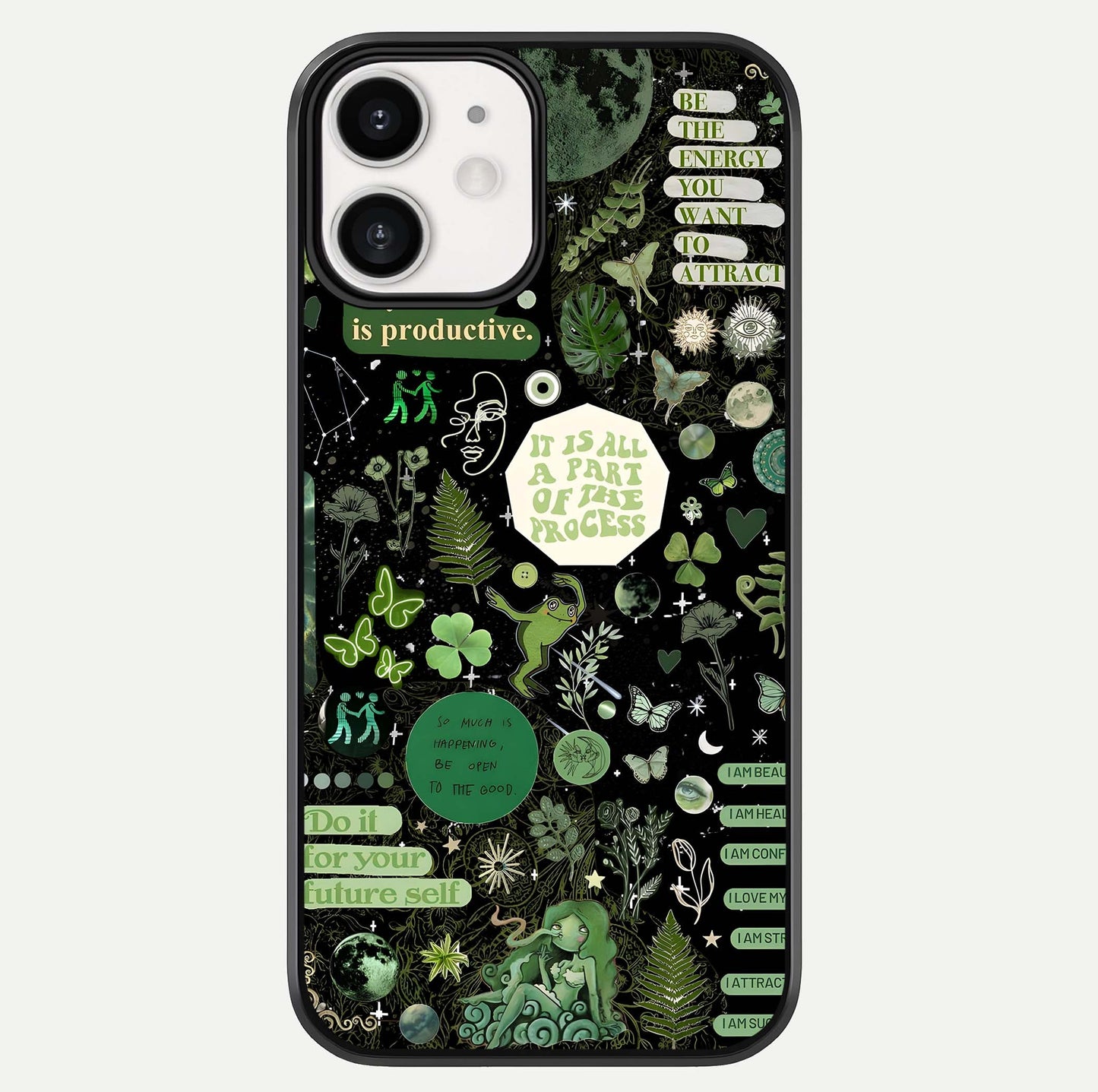 Green Moon Energy Glass Case For iphone-12 by Custom World