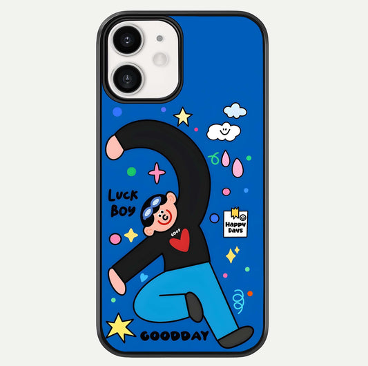 Happy Luck Vibe Glass Case For iphone-12 by Custom World
